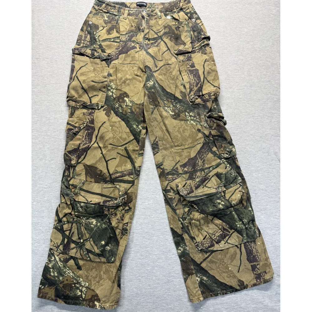 PrettyLittleThing Baggy Cargo Pants Womens 10 Multicolor Realtree Camo Wide Leg
